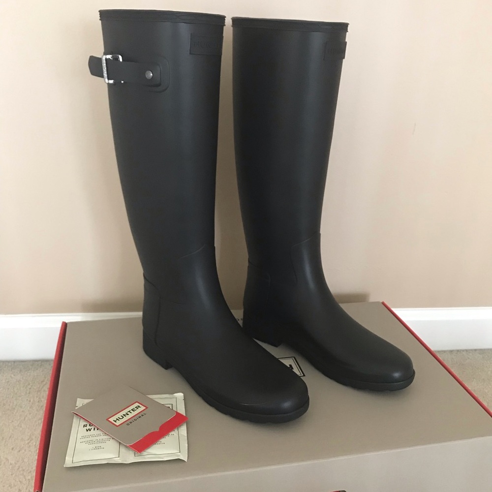 Hunter original black refined slim fit boots